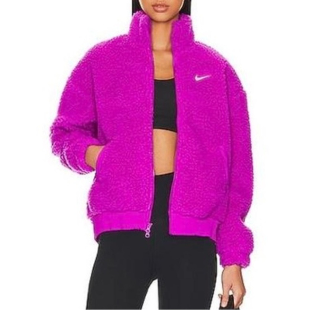 Nike Plush Swoosh Sherpa Vivid Purple Winter Plush Swoosh Jacket Size XS NEW